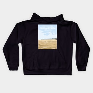 Perran Sands Perranporth Cornwall. Cornish gift Kernow Travel location poster, St Austell Kids Hoodie